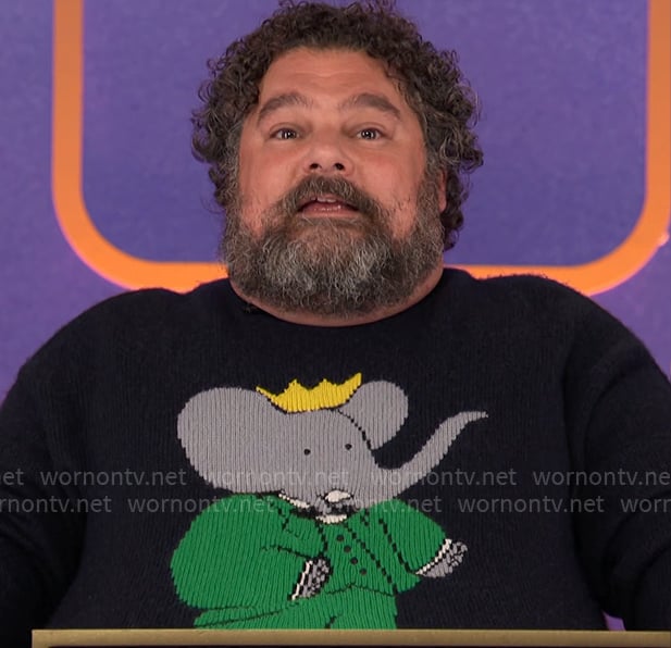 Bobby Moynihan’s Babar sweater on Hollywood Squares