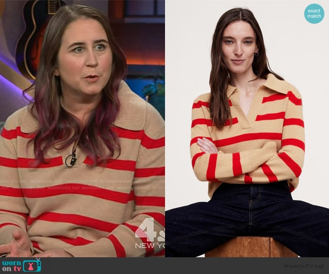 Banana Republic Cashmere Rugby Sweater Polo worn by Ashley on The Kelly Clarkson Show