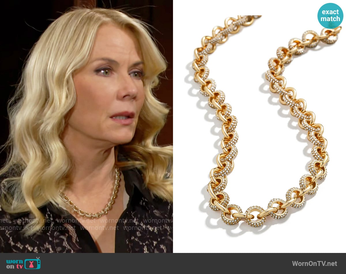 Baublebar Pavé Chain Link Necklace worn by Brooke Logan (Katherine Kelly Lang) on The Bold and the Beautiful