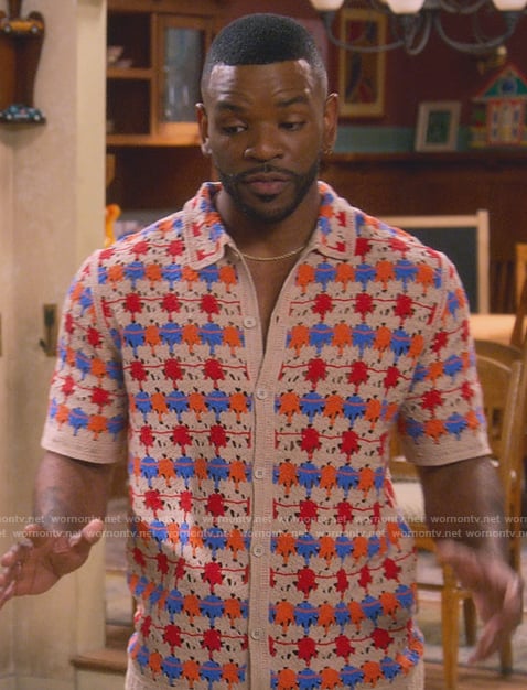 Bernard’s crochet knit shirt on The Upshaws