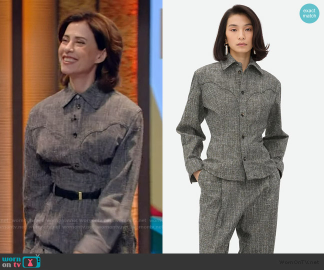 Bottega Veneta Melange Viscose And Silk Shirt worn by Fernanda Torres on Live with Kelly and Mark