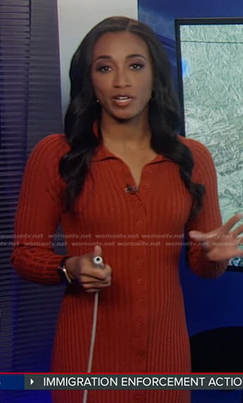 Brittany’s orange ribbed cardigan dress on Good Morning America