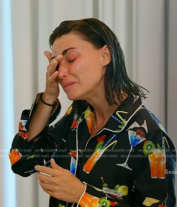 Bronwyn’s cocktail print pajama shirt on The Real Housewives of Salt Lake City