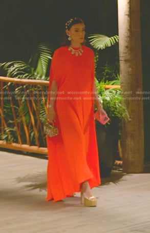 Bronwyn’s red cape gown on The Real Housewives of Salt Lake City