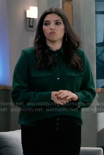 Brook Lynn’s green button down shirt on General Hospital