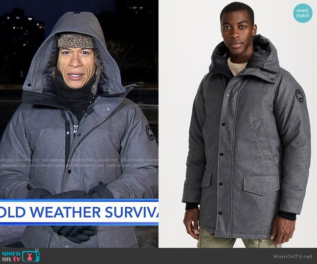 Canada Goose Langford Parka in Slate Grey Melange worn by Alex Perez on Good Morning America