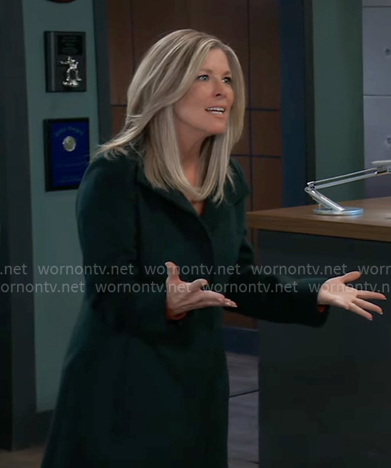 Carly’s dark green coat on General Hospital