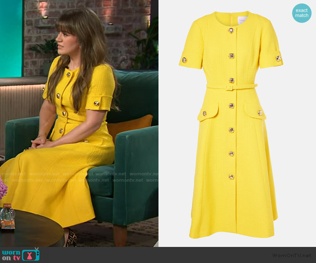 Carolina Herrera Tweed Midi Dress worn by Kelly Clarkson on The Kelly Clarkson Show