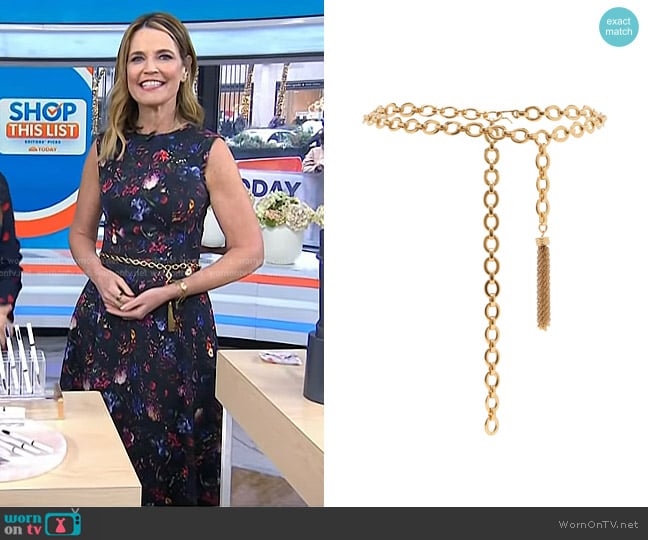 Chloe Tassel- Embellished Chain Belt worn by Savannah Guthrie on Today