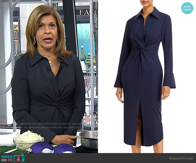 Cinq a Sept Mckenna Midi Dress in Navy worn by Hoda Kotb on Today