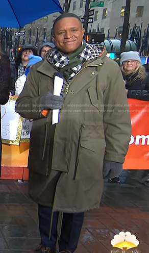 Craig Melvin’s army green hooded coat on Today