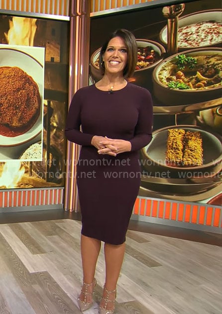 Dana Jacobson’s purple rib knit dress on CBS Mornings