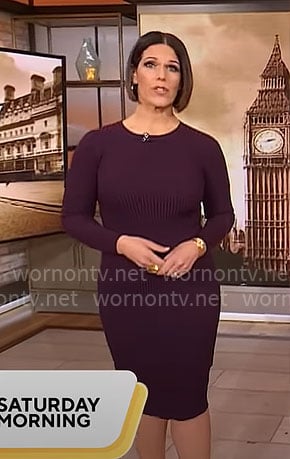 Dana Jacobson’s purple rib knit dress on CBS Mornings