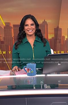 Darlene’s teal green zip neck dress on Today