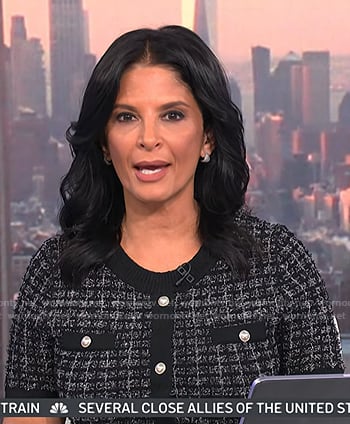 Darlene’s black short sleeve tweed dress on Today