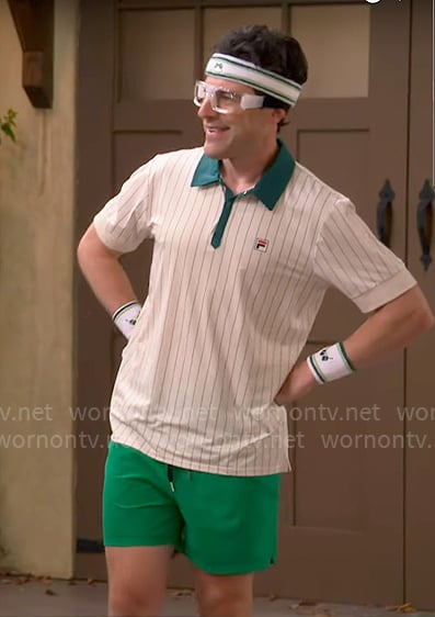 Dave’s green striped polo shirt on The Neighborhood