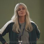 Dee’s green sleeve stripe jacket on Abbott Elementary