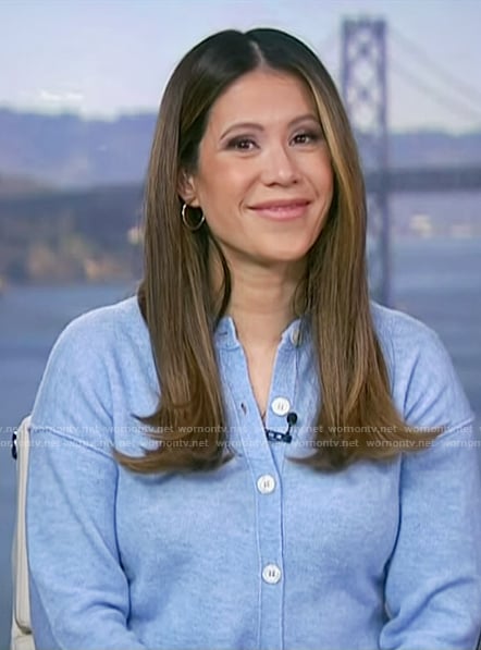 Deirdre’s blue cardigan on NBC News Daily