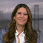 Deirdre Bosa’s chambray double breasted blazer on NBC News Daily