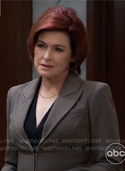 Diane’s olive green corset blazer on General Hospital