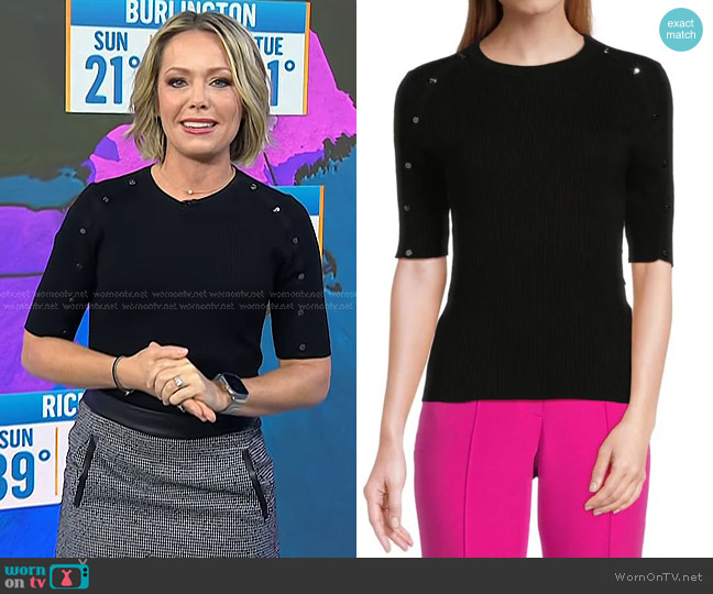 DKNY Short-Sleeve Button Sweater worn by Dylan Dreyer on Today