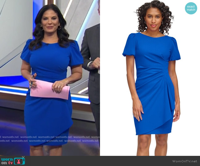 DKNY Puff-Sleeve Side-Ruched Sheath Dress worn by Darlene Rodriguez on Today