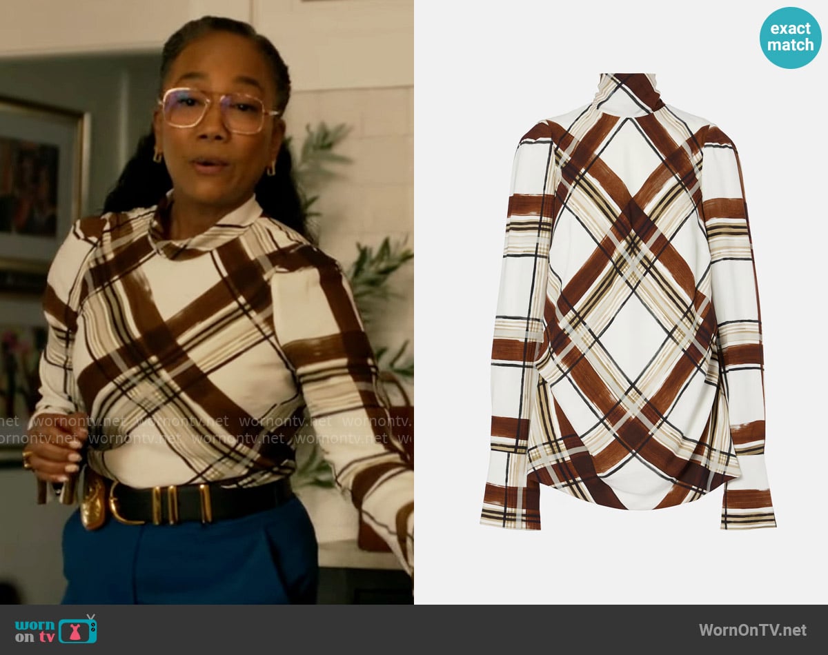 Dries van Noten Checked Top worn by Amanda Wagner (Sonja Sohn) on Will Trent