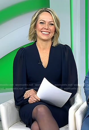 Dylan’s navy v-neck chiffon sleeve dress on Today