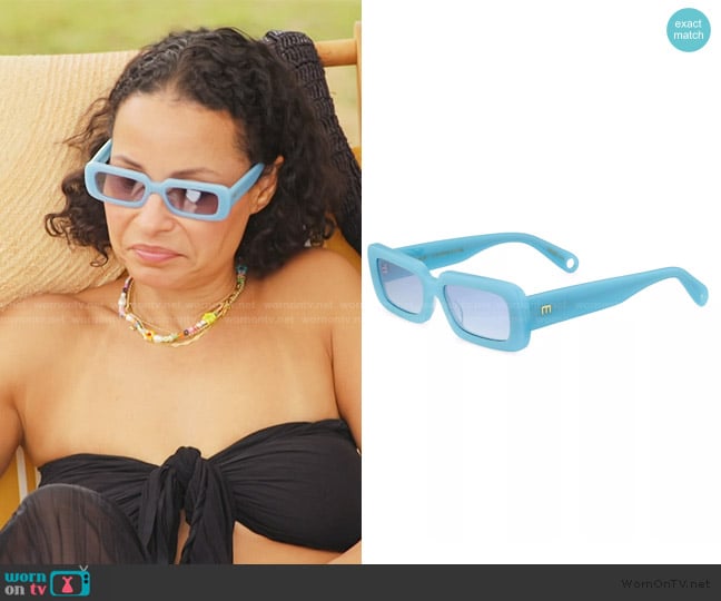 Elisa Johnson Gigi 54MM Rectangular Sunglasses worn by Sai De Silva on The Real Housewives of New York City