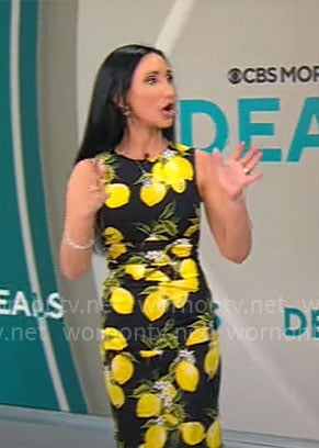 Elizabeth Werner’s lemon print dress on CBS Mornings