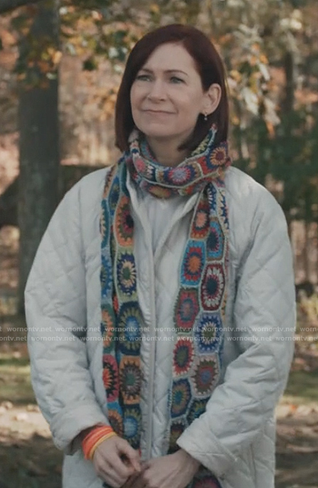 Elsbeth’s white quilted coat on Elsbeth