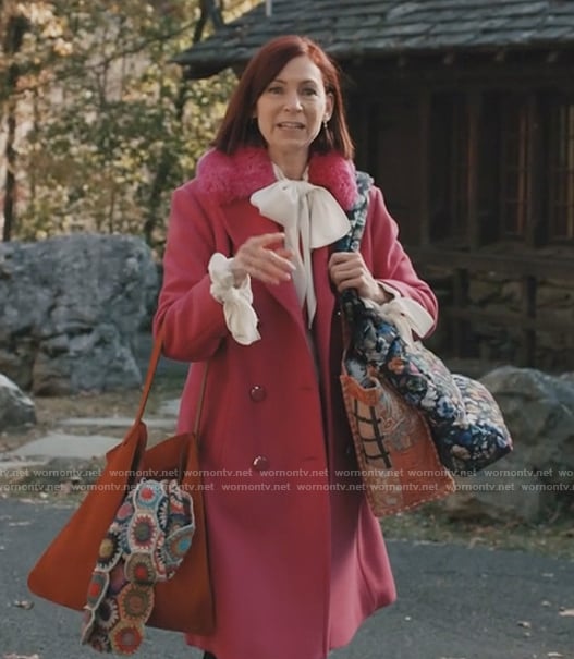 Elsbeth’s pink double breasted coat on Elsbeth