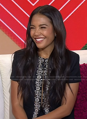 Emma Grede’s black embellished short sleeve jacket on Today