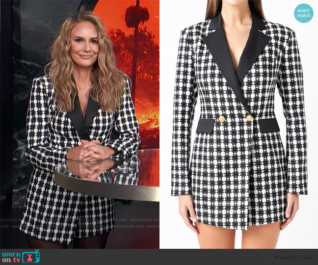 Premium Houndstooth Blazer Romper worn by Keltie Knight on E! News