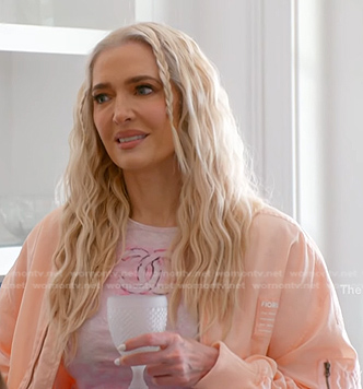 Erika’s pink Chanel tee and bomber jacket on The Real Housewives of Beverly Hills