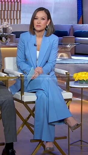 Eva’s blue blazer and wide-leg pant suit on Good Morning America