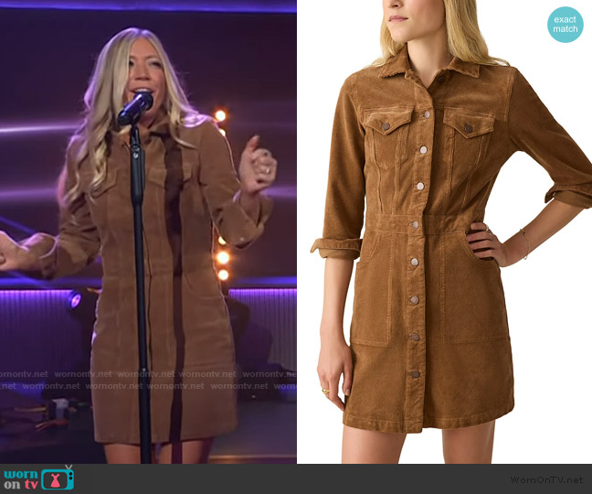 Faherty Softstetch Cord Michelle Shirt Dress worn by Ellie Holcomb on The Kelly Clarkson Show
