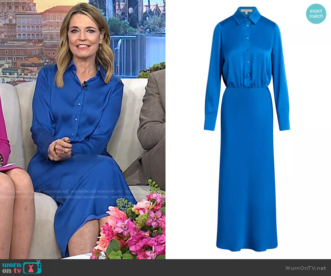 Favorite Daughter Take Me Seriously Long-Sleeve Maxi Dress in Sapphire worn by Savannah Guthrie on Today