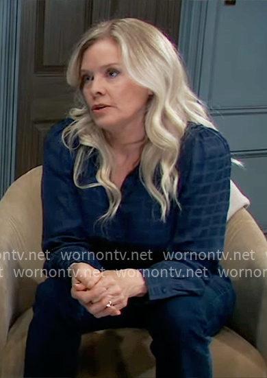 Felicia’s navy checked blouse on General Hospital
