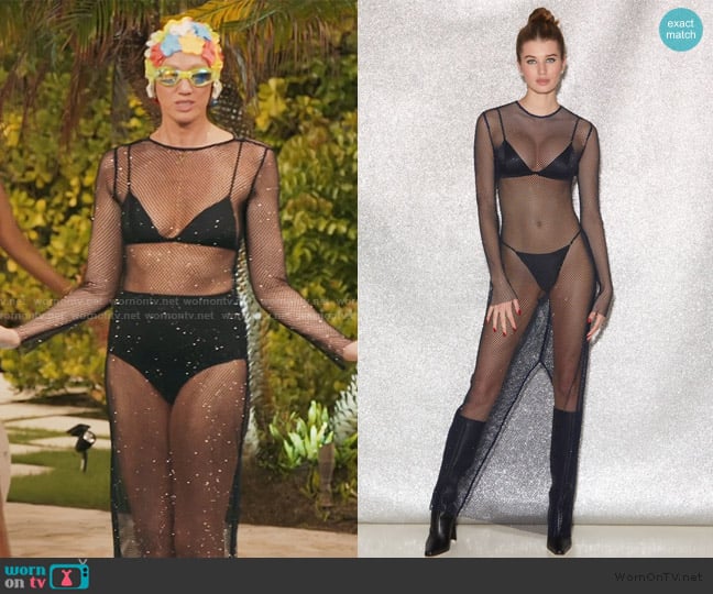 Fleur du mal Rhinestone Fishnet Dress worn by Jenna Lyons on The Real Housewives of New York City