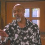 Frank’s black abstract print shirt on The Upshaws