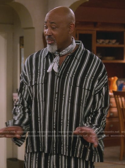 Frank’s black striped shirt on The Upshaws