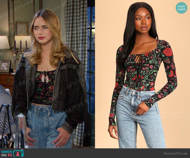 Free People Make It Easy Top in Black worn by Holly Jonas (Ashley Puzemis) on Days of our Lives