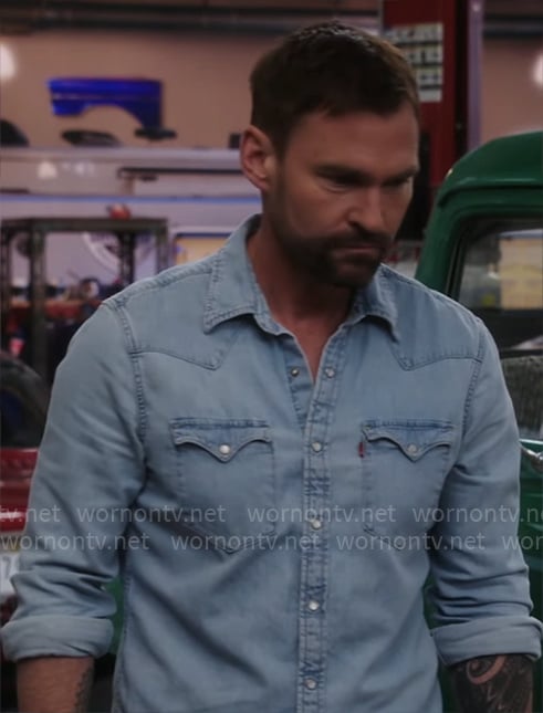 Gabriel’s denim shirt on Shifting Gears