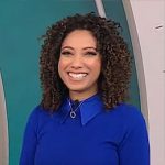 Gabrielle Kerr’s blue collared sweater on CBS Mornings