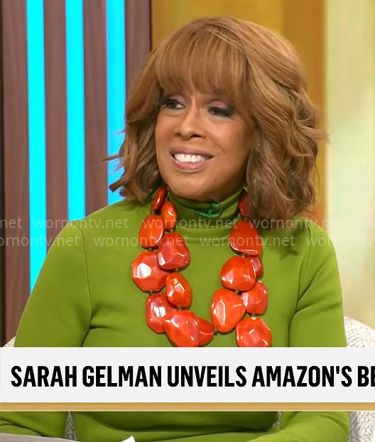 Gayle King’s green turtleneck dress on CBS Mornings