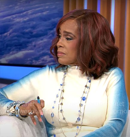 Gayle King’s white and blue ombre dress on CBS Mornings