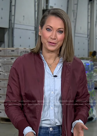 Ginger’s burgundy bomber jacket on Good Morning America