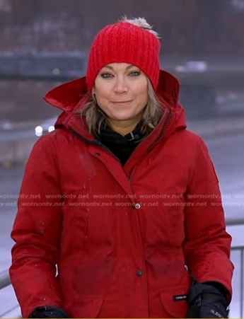 Ginger’s red hooded jacket on Good Morning America