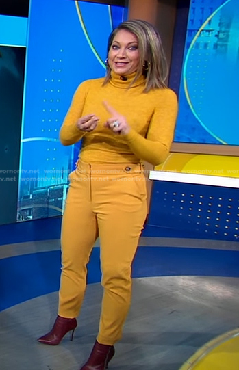 Ginger’s yellow turtleneck and pants on Good Morning America